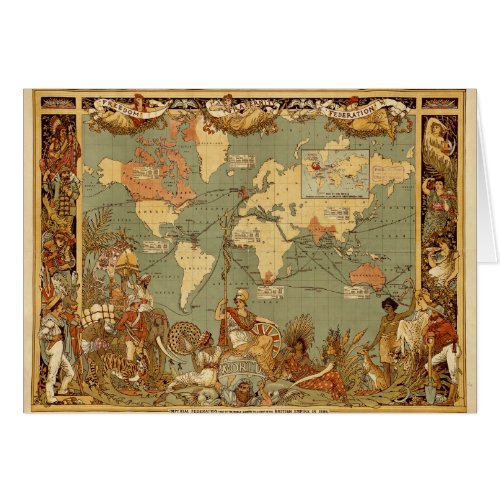 World Map Antique 1886 Illustrated