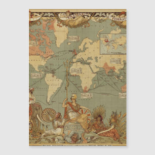 World Map Antique 1886 Illustrated