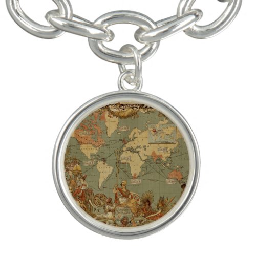 World Map Antique 1886 Illustrated Bracelet