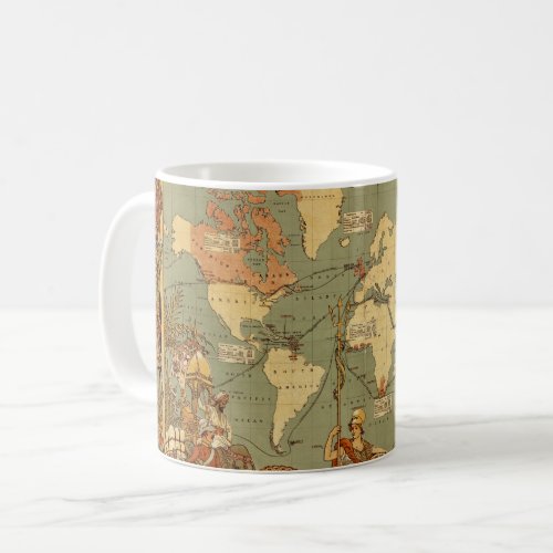 World Map Antique 1886 Illustrated Coffee Mug