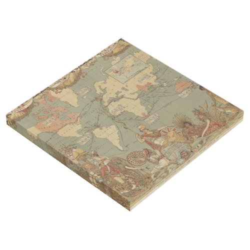 World Map Antique 1886 Illustrated Gallery Wrap