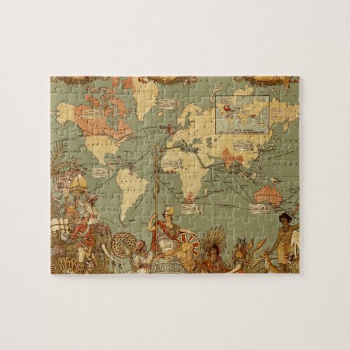 World Map Antique 1886 Illustrated Jigsaw Puzzle
