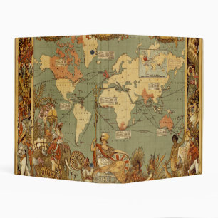 World Map Antique 1886 Illustrated Mini Binder