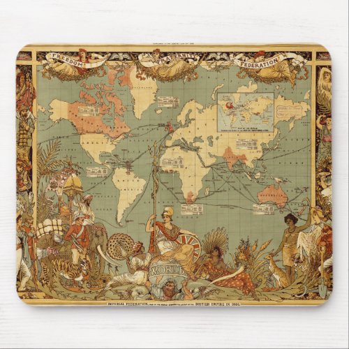 World Map Antique 1886 Illustrated Mouse Pad