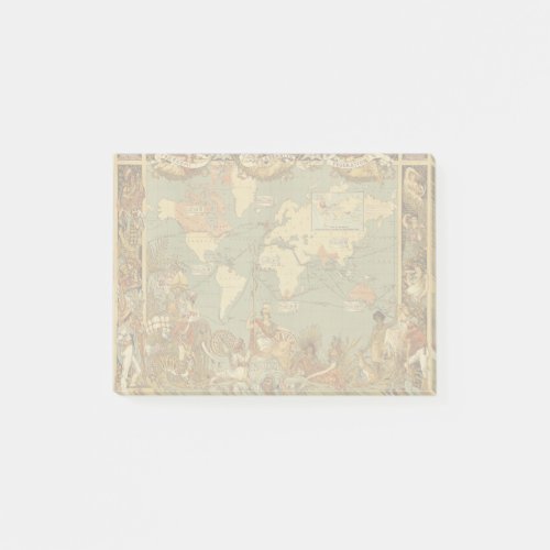 World Map Antique 1886 Illustrated Post_it Notes