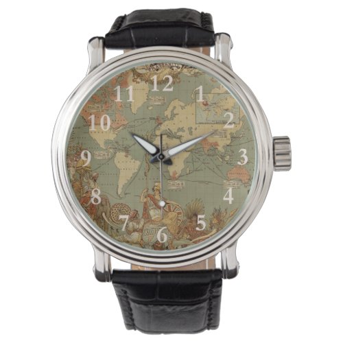 World Map Antique 1886 Illustrated Watch