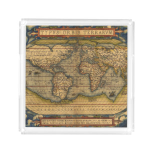 World Map Antique Ortelius Europe Travel Acrylic Tray