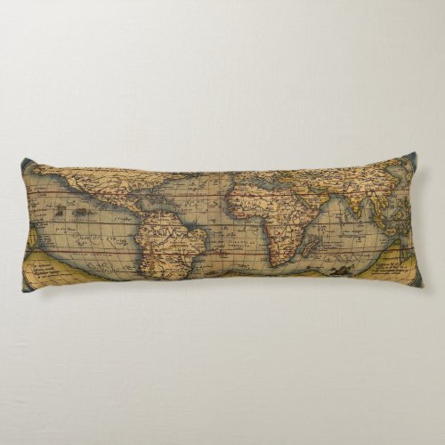 World Map Antique Ortelius Europe Travel Body Pillow