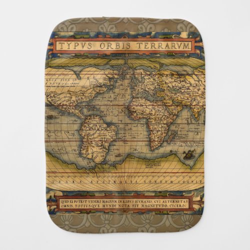 World Map Antique Ortelius Europe Travel Burp Cloth