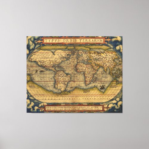 World Map Antique Ortelius Europe Travel Canvas Print