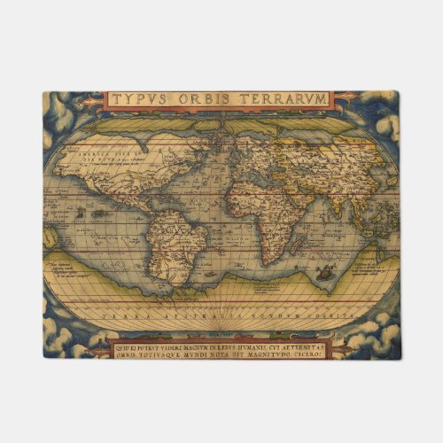 World Map Antique Ortelius Europe Travel Doormat