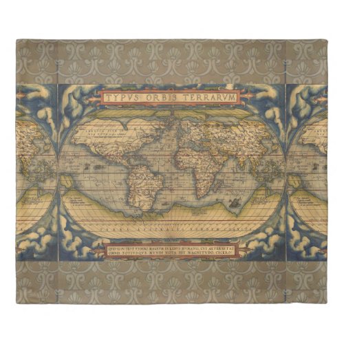 World Map Antique Ortelius Europe Travel Duvet Cover