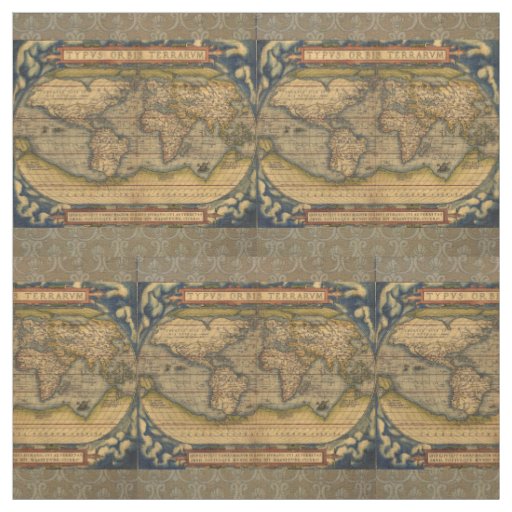 World Map Antique Ortelius Europe Travel Fabric