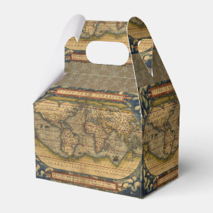 World Map Antique Ortelius Europe Travel Favor Boxes
