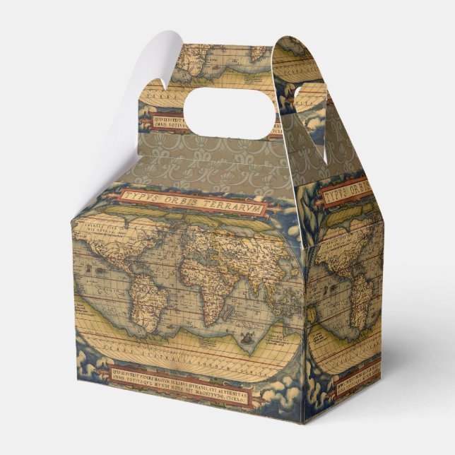 World Map Antique Ortelius Europe Travel Favor Boxes (Front Side)