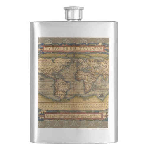 World Map Antique Ortelius Europe Travel Flask