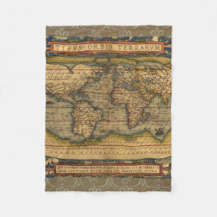 World Map Antique Ortelius Europe Travel Fleece Blanket