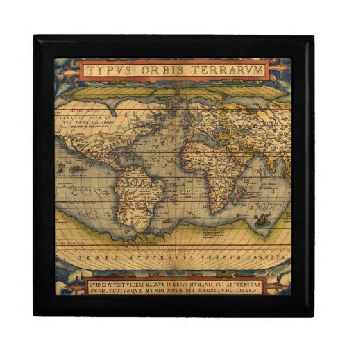 World Map Antique Ortelius Europe Travel Gift Box