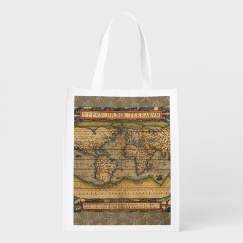 World Map Antique Ortelius Europe Travel Grocery Bag