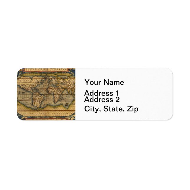 World Map Antique Ortelius Europe Travel Label (Front)