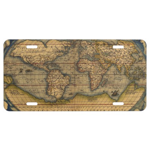 World Map Antique Ortelius Europe Travel License Plate