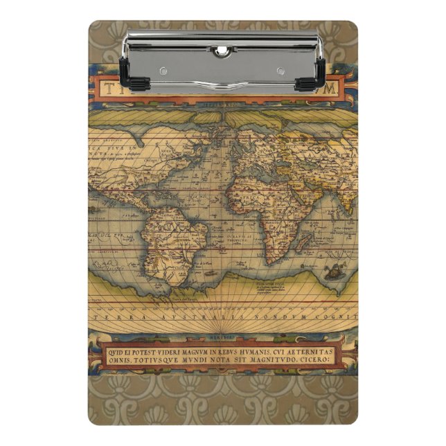 World Map Antique Ortelius Europe Travel Mini Clipboard (Front)