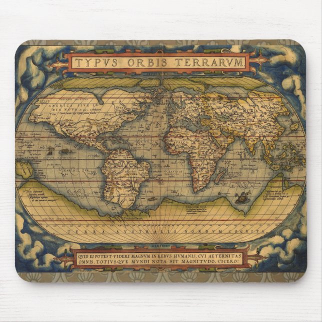World Map Antique Ortelius Europe Travel Mouse Pad (Front)