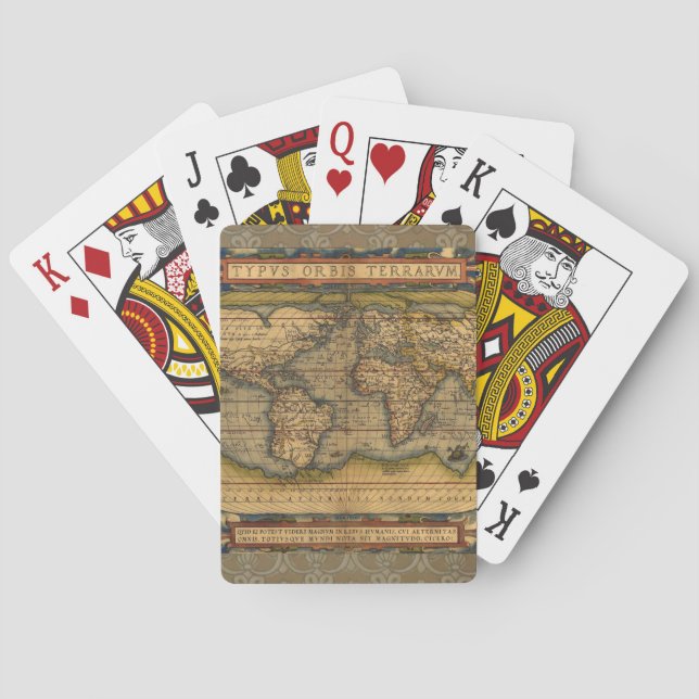 World Map Antique Ortelius Europe Travel Poker Cards (Back)