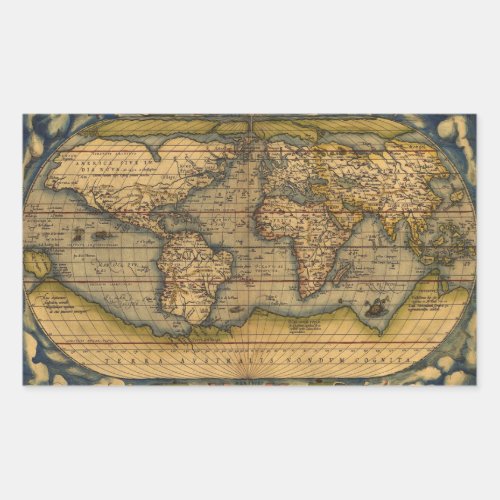 World Map Antique Ortelius Europe Travel Rectangular Sticker