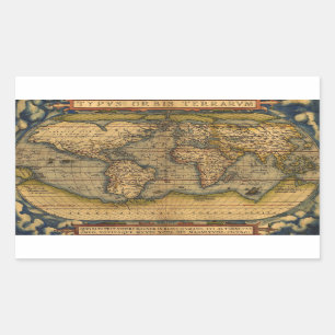 World Map Antique Ortelius Europe Travel Rectangular Sticker