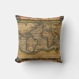 World Map Antique Ortelius Europe Travel Throw Pillow