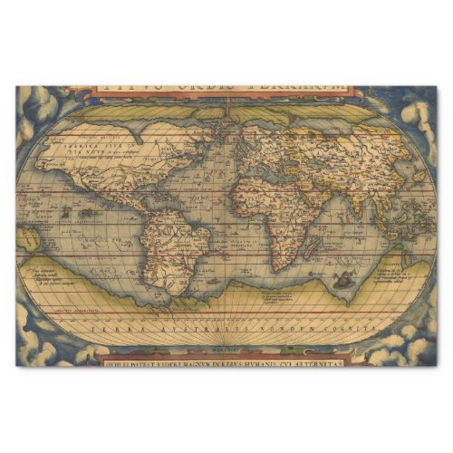 World Map Antique Ortelius Europe Travel Tissue Paper