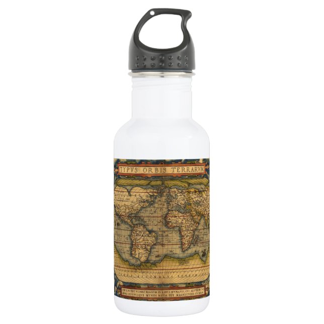 World Map Antique Ortelius Europe Travel Water Bottle (Front)