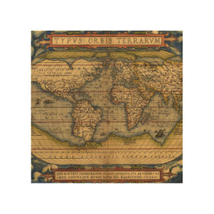 World Map Antique Ortelius Europe Travel Wood Wall Art