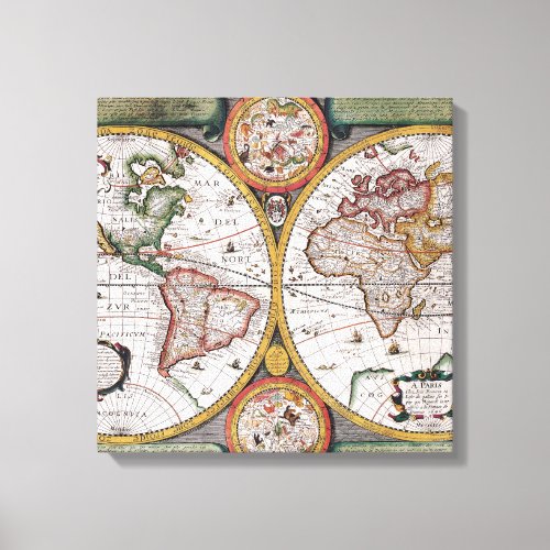 World Map Art  Wall Decor Wrapped Canvas Print 