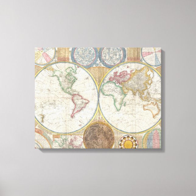 World Map Atlas Image Canvas Print (Front)