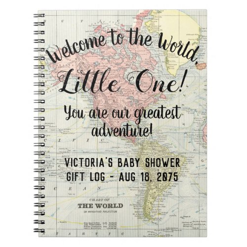 World Map Baby Shower Gift Log Notebook