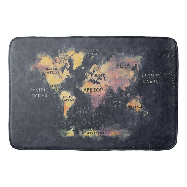 world map bathroom mat (Front)