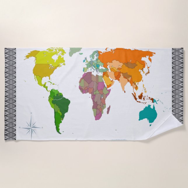 World Map  Beach Towel (Front)