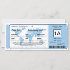 World Map Birthday Boarding Pass Ticket