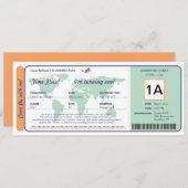 World Map Birthday Boarding Pass Ticket Invitation (Front/Back)