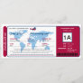 World Map Birthday Boarding Pass Ticket Invitation