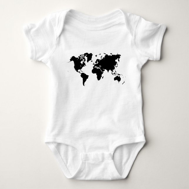 World Map - Black Baby Bodysuit (Front)