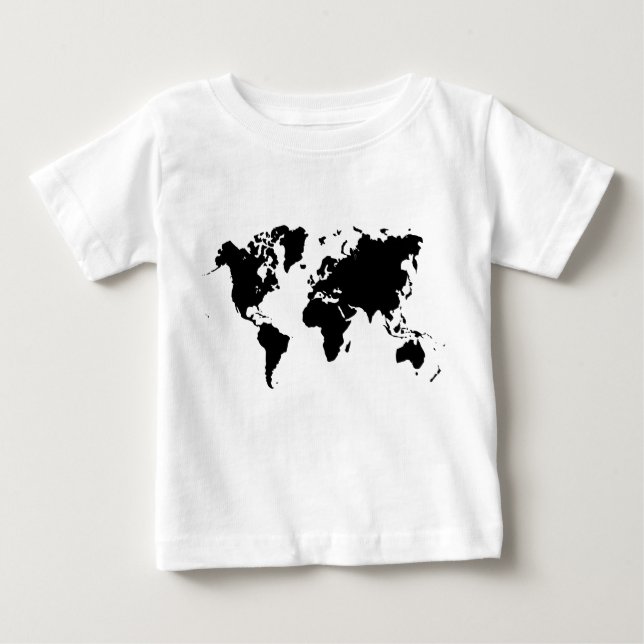 World Map - Black Baby T-Shirt (Front)