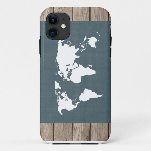World Map . blue and white Case-Mate iPhone Case (Back)