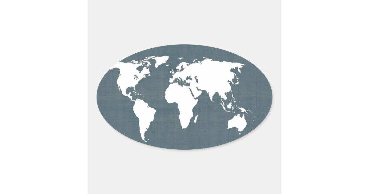 World Map Blue And White Oval Sticker Zazzle Com World Map Blue And White Oval Sticker Zazzle Com