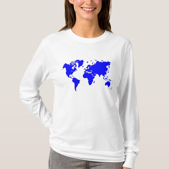 World Map - Blue T-Shirt (Front)