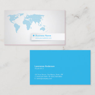 World Map Blue Technology Global Business Business Card