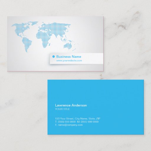 Customizable World Map (blue) business card