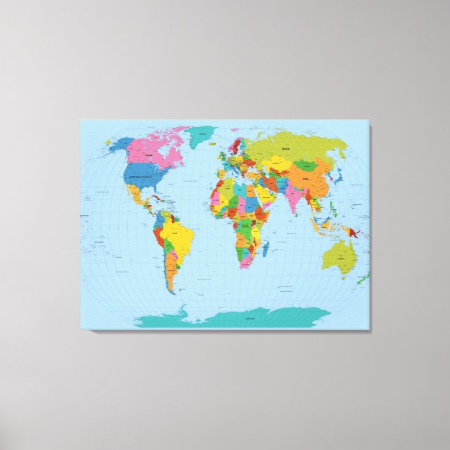 World Map Bright Canvas Print (Front)